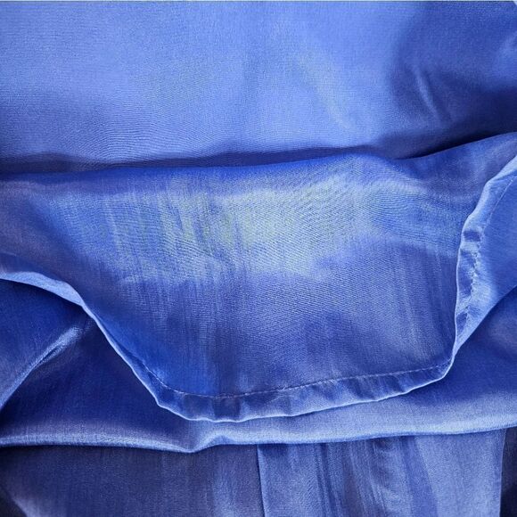 Vintage Royal Silk 100% Pure Silk High Waist Knee Length Blue Pencil Skirt Sz 14 - Picture 8 of 9